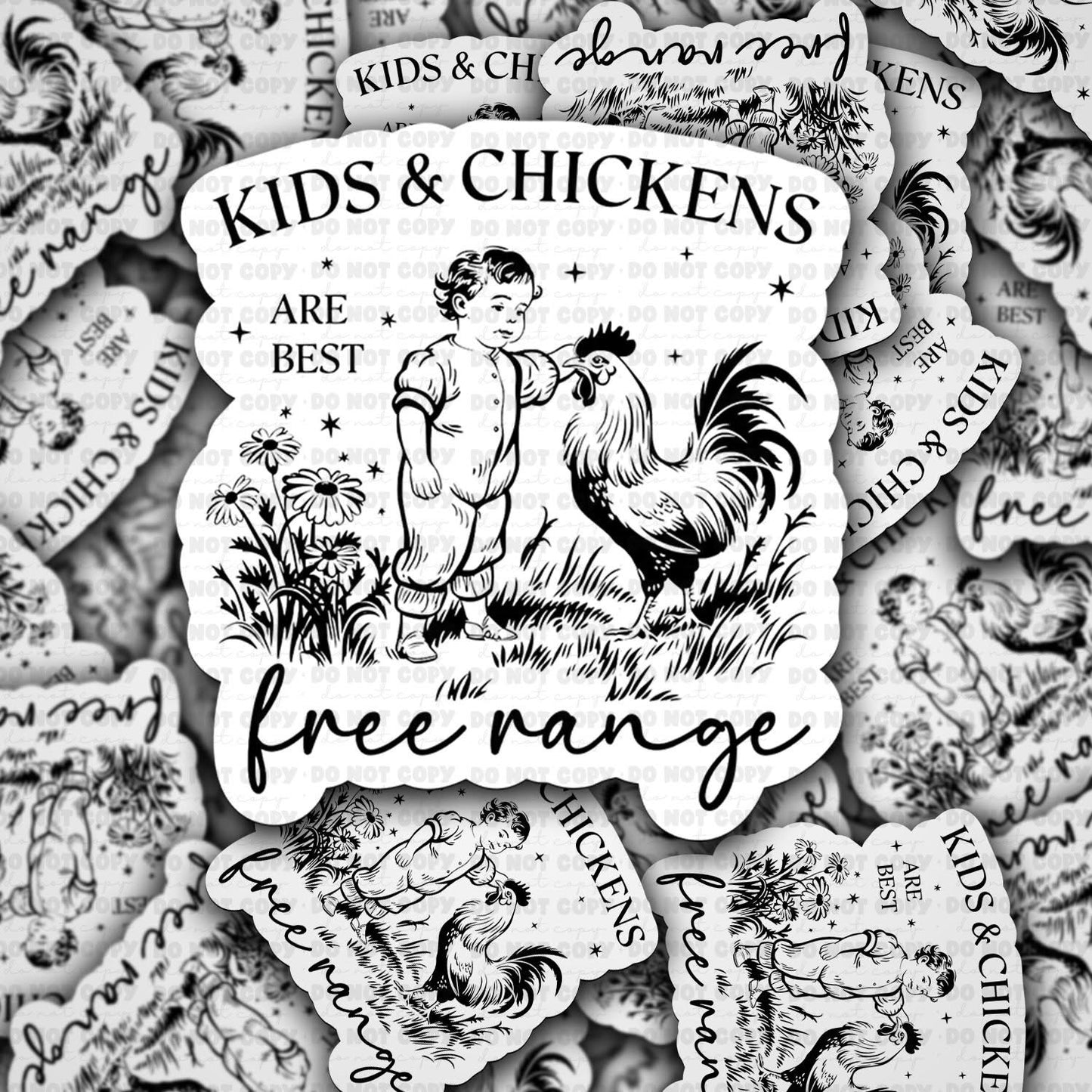 Kids & Chickens 3"x3”