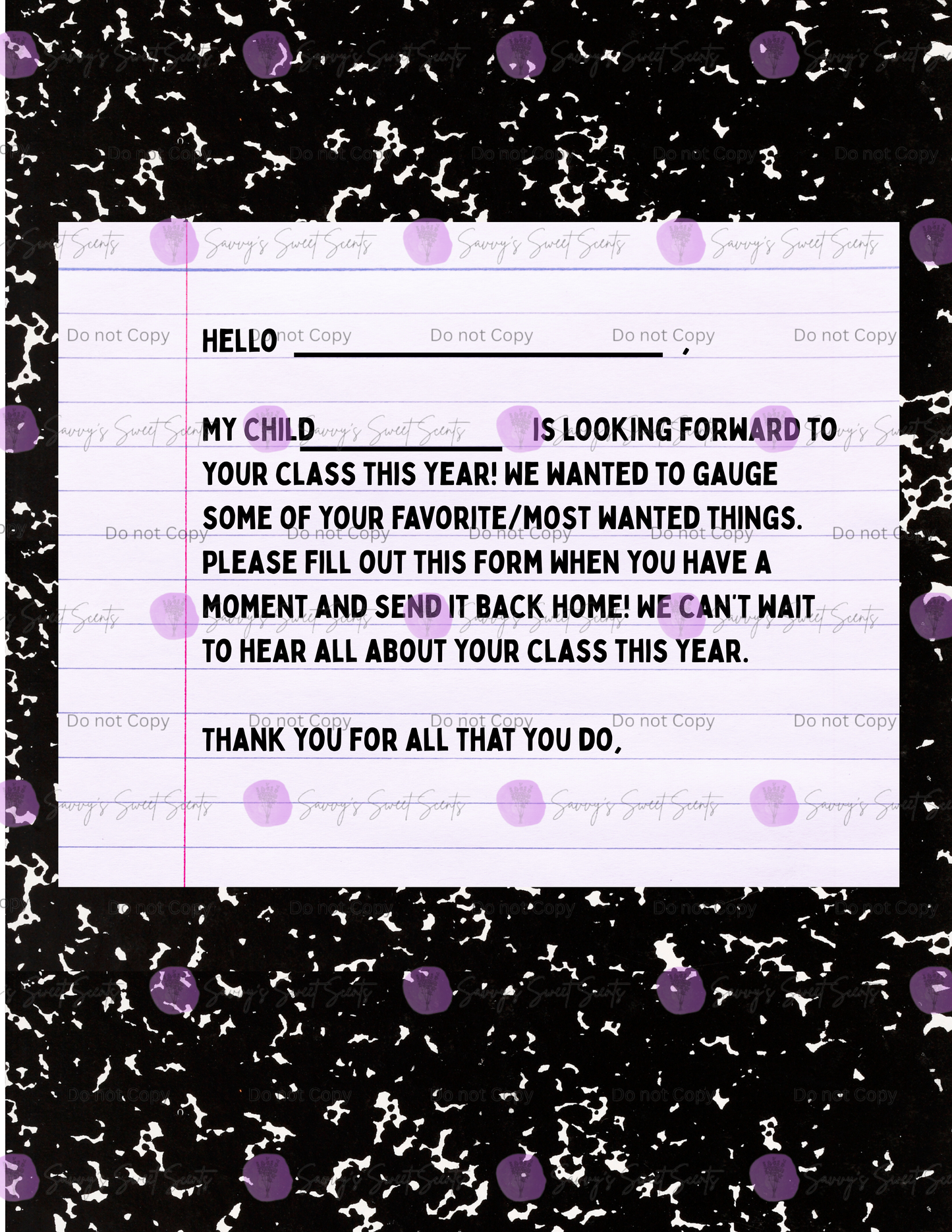 About my Teacher Sheet
