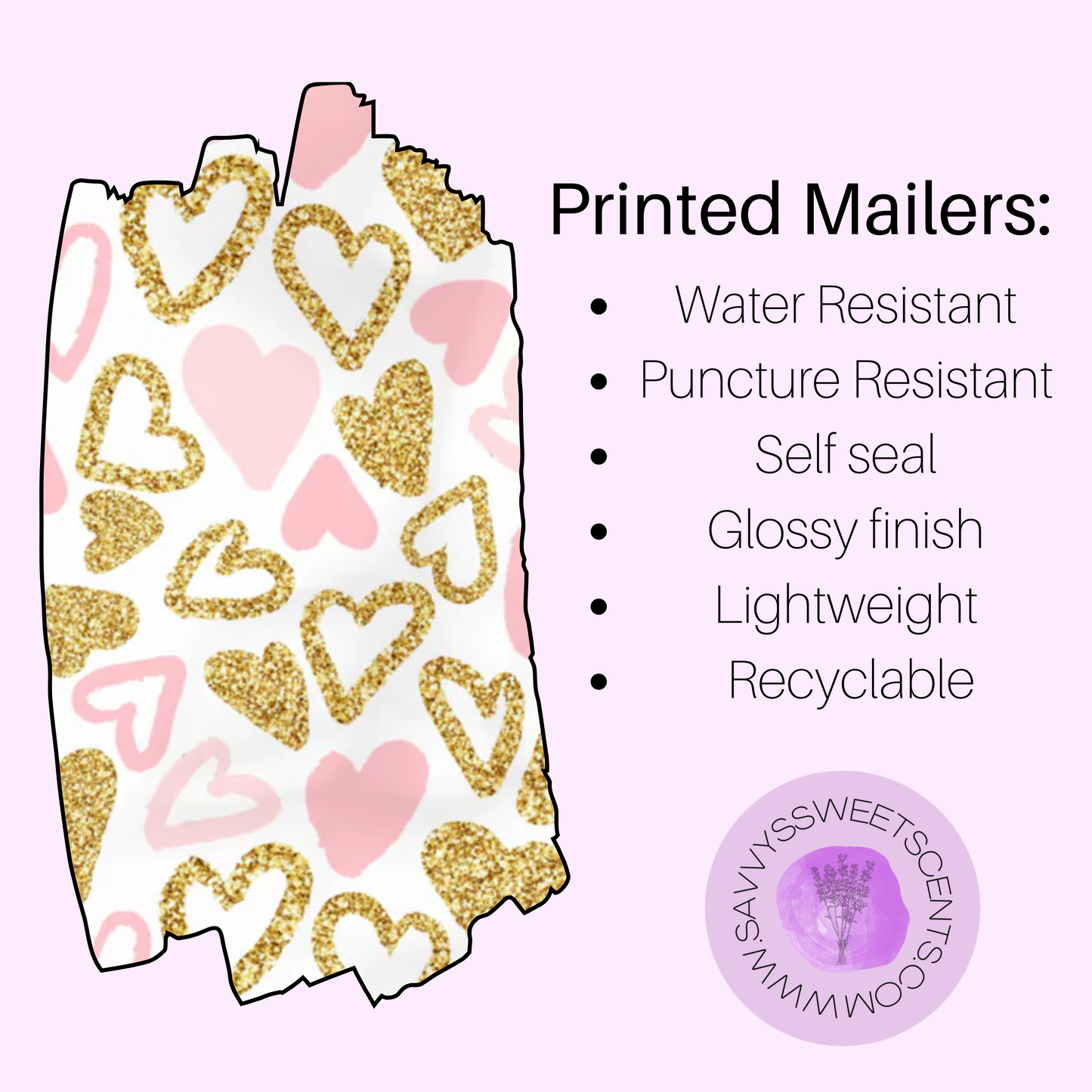 Hearts of Glitter Mailers